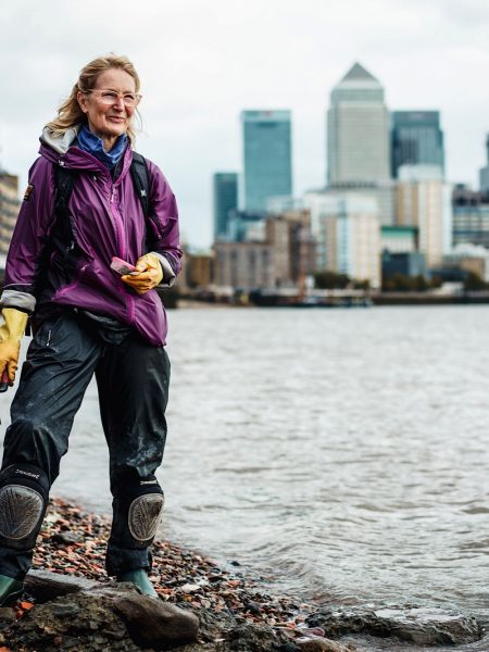 A Mudlarker in London at the Limehouse Basin Foreshore