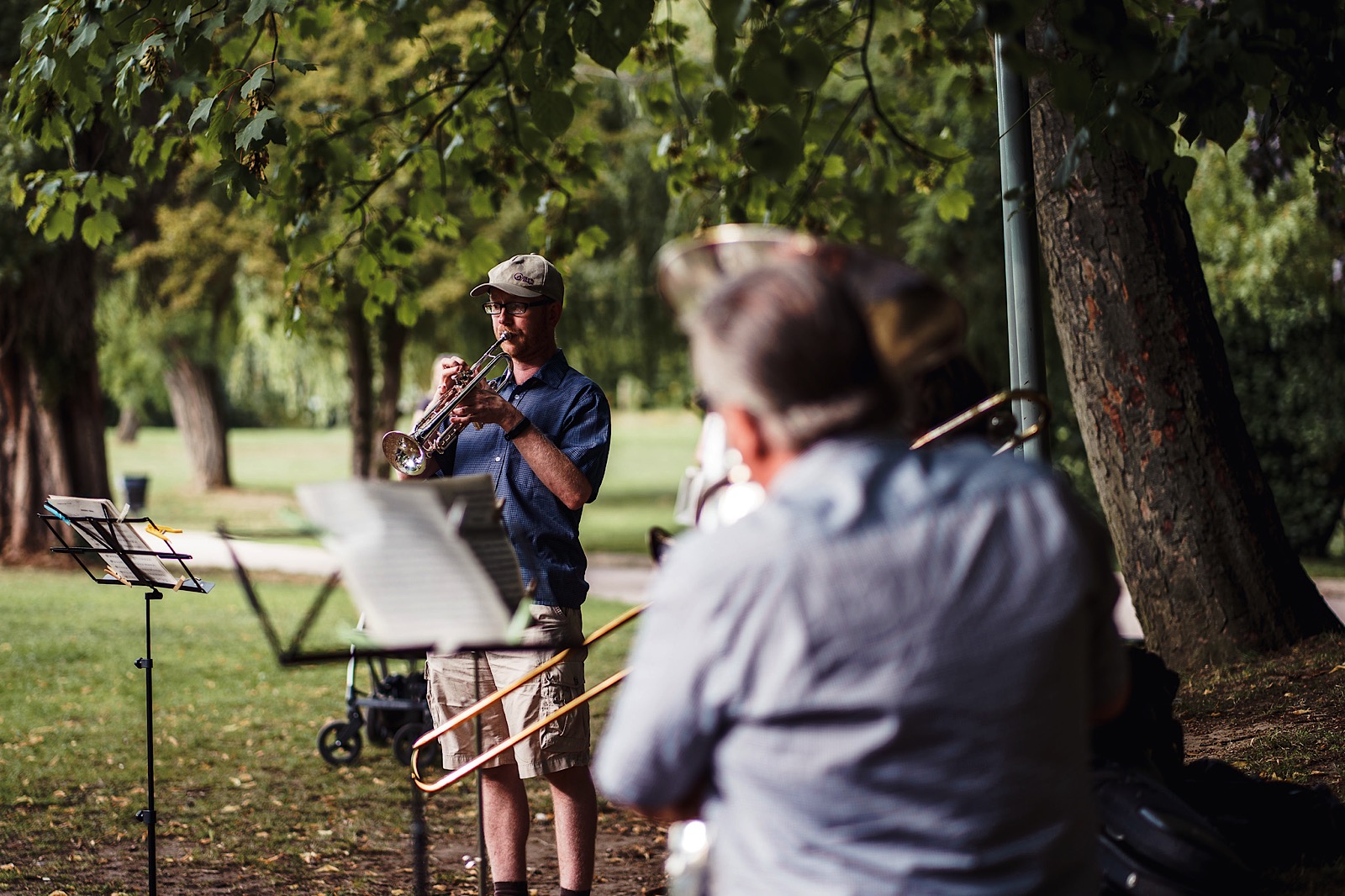 Musicians in Park practising outdoors
