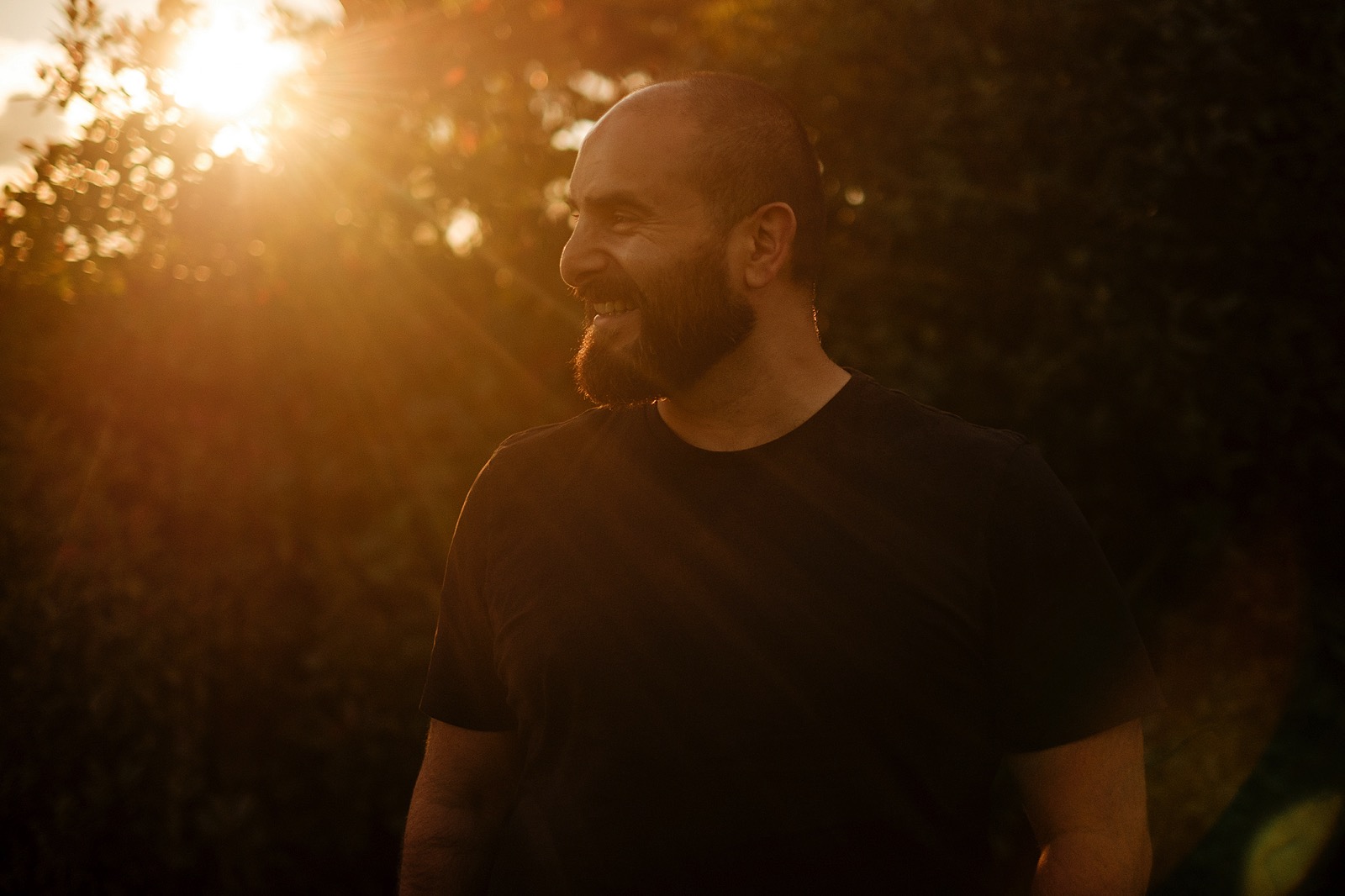 Sunset portrait of man with beard